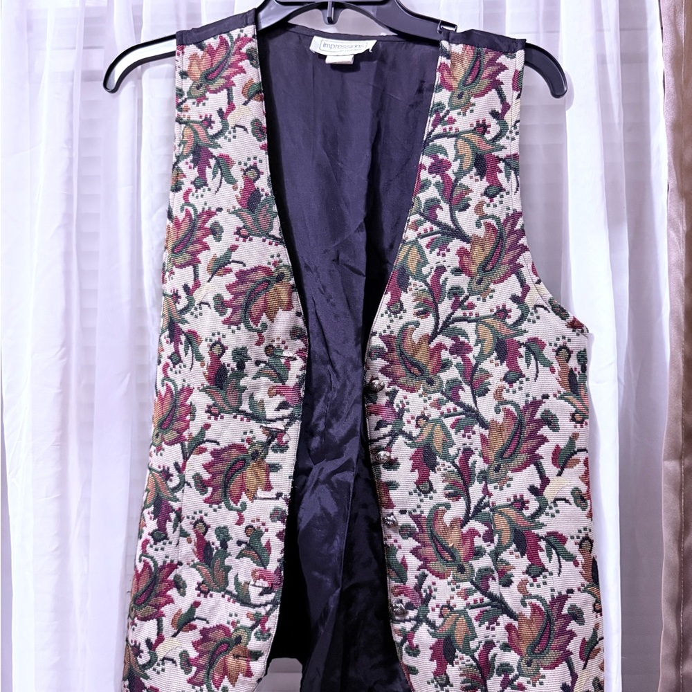 Impressions Floral Tapestry Vest - Multicolor